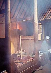 smoky longhouse interior
