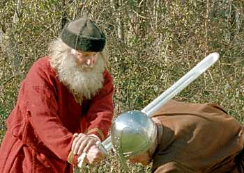 two-hand Viking sword grip